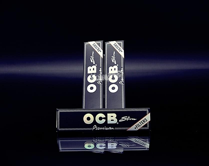 Bletki OCB Black Premium King Size Slim + Ustniki papierowe