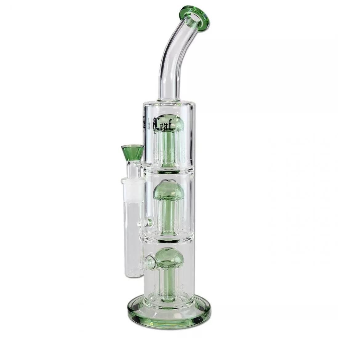 Fajka wodna, Szklane Bongo 3x 8-Arm Tree Perkolator | Black Leaf | 39 cm
