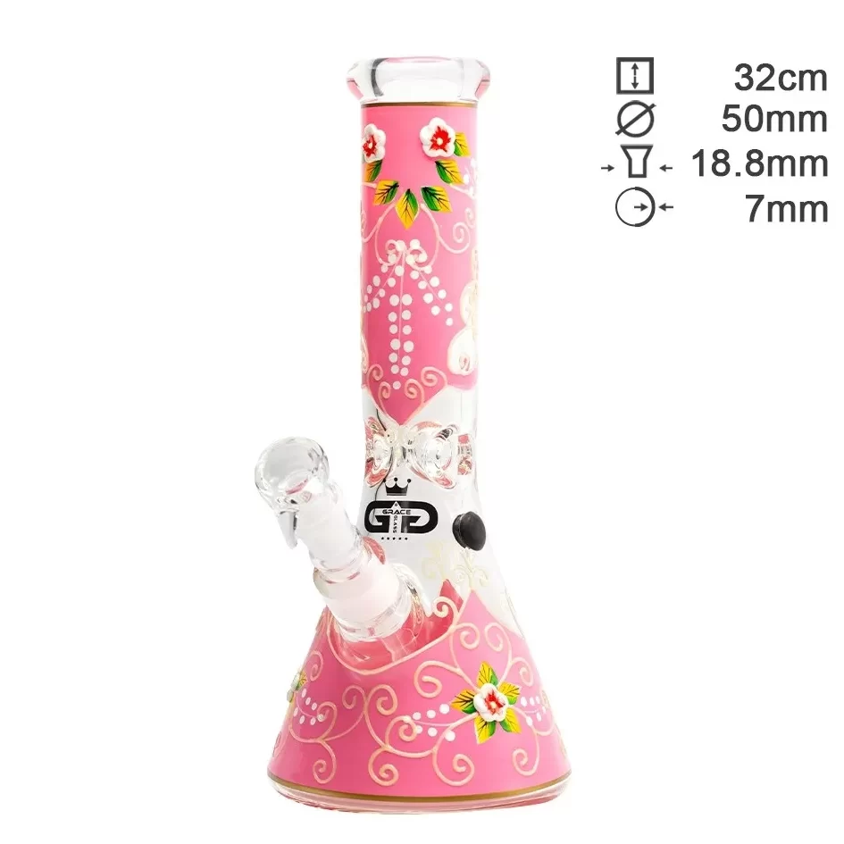 Fajka wodna, Bongo Szklane Pinky Glow | Grace Glass | 32 cm